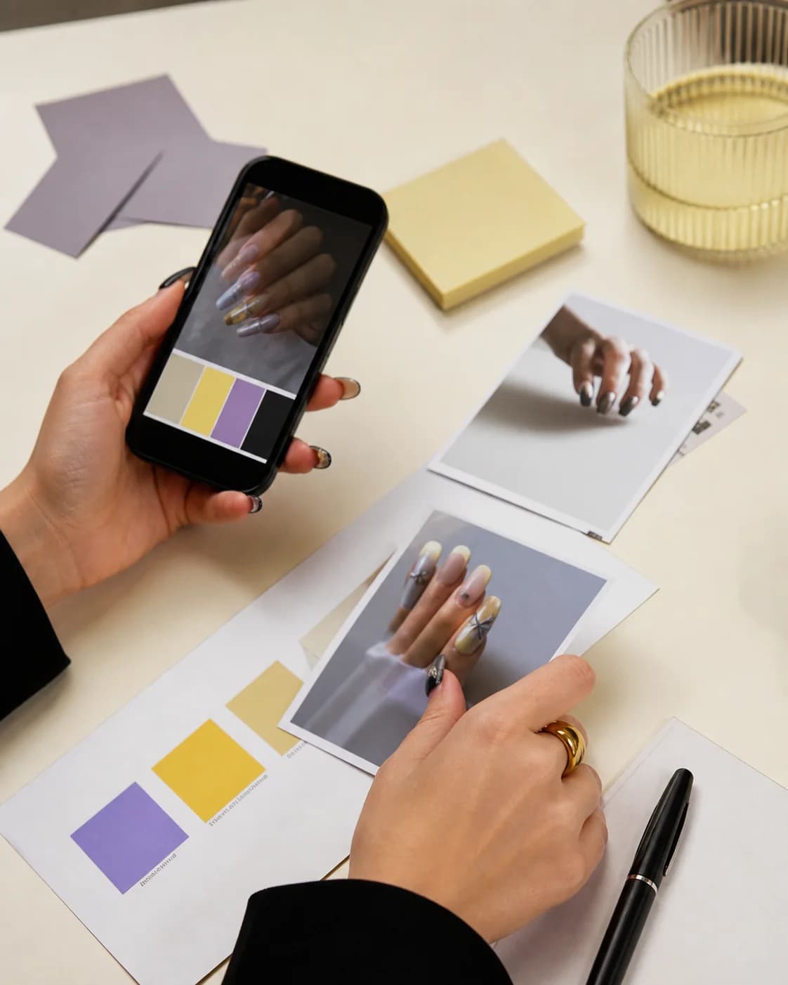 A buyer's visual reference for a custom press-on nail set
